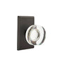 Emtek - Concealed, Privacy, No.3 Rosette, Modern Disc Crystal Knob, FB - Flat Black Bronze Patina