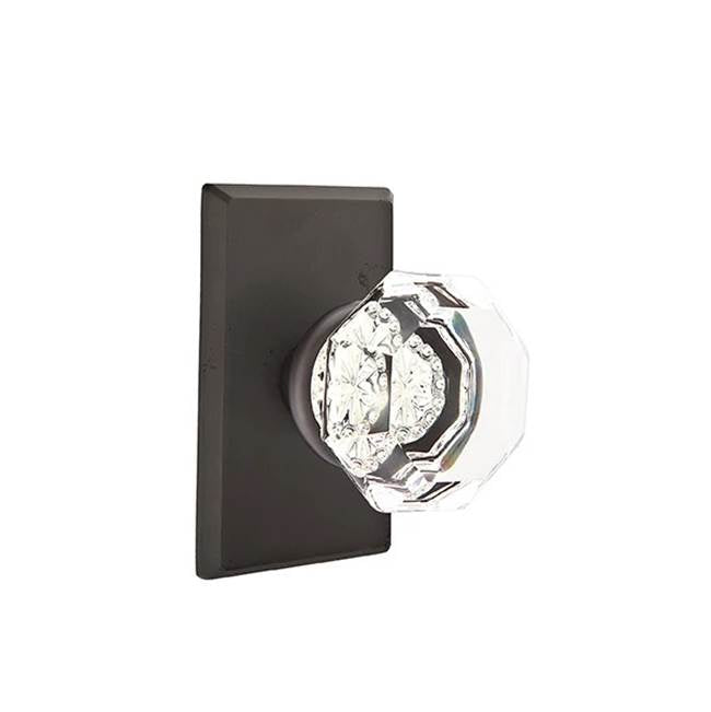Emtek - Concealed, Passage, No.3 Rosette, Old Town Clear Knob, FB - Flat Black Bronze Patina