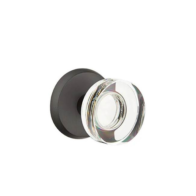 Emtek - Passage, No.2 Rosette, Modern Disc Crystal Knob, FB - Flat Black Bronze Patina