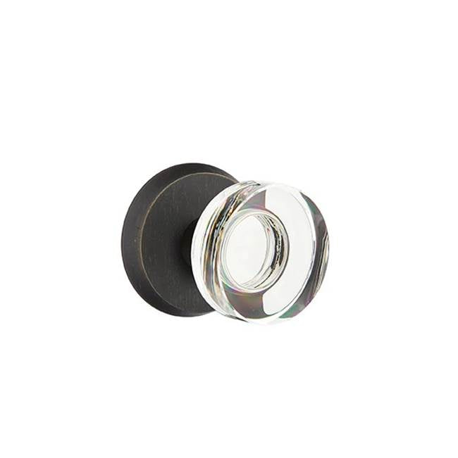 Emtek - Passage, No.2 Rosette, Modern Disc Crystal Knob, MB - Medium Bronze Patina