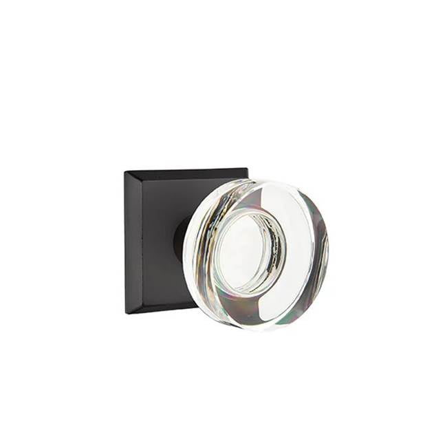Emtek - Privacy, No.6 Rosette, Modern Disc Crystal Knob, FB - Flat Black Bronze Patina