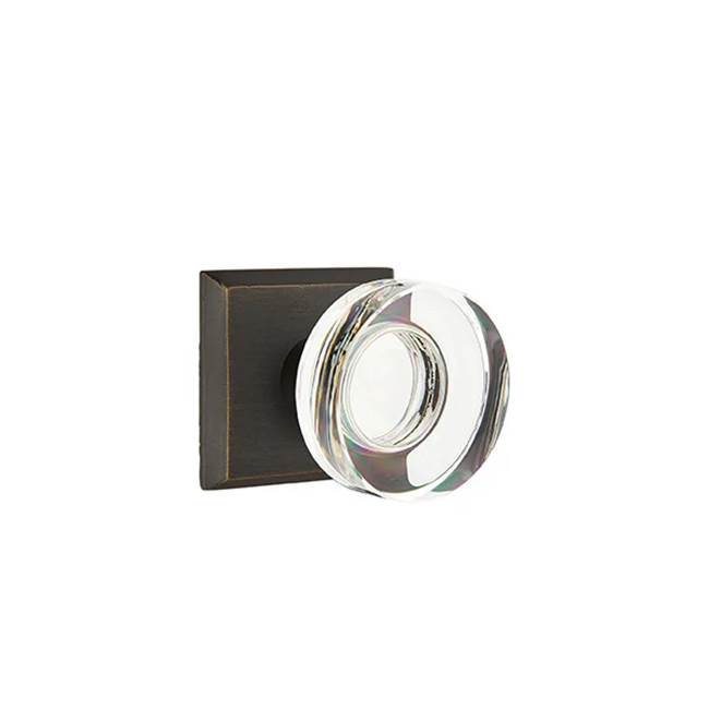Emtek - Privacy, No.6 Rosette, Modern Disc Crystal Knob, MB - Medium Bronze Patina