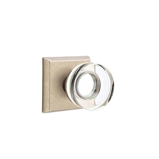 Emtek - Privacy, No.6 Rosette, Modern Disc Crystal Knob, TWB - Tumbled White Bronze