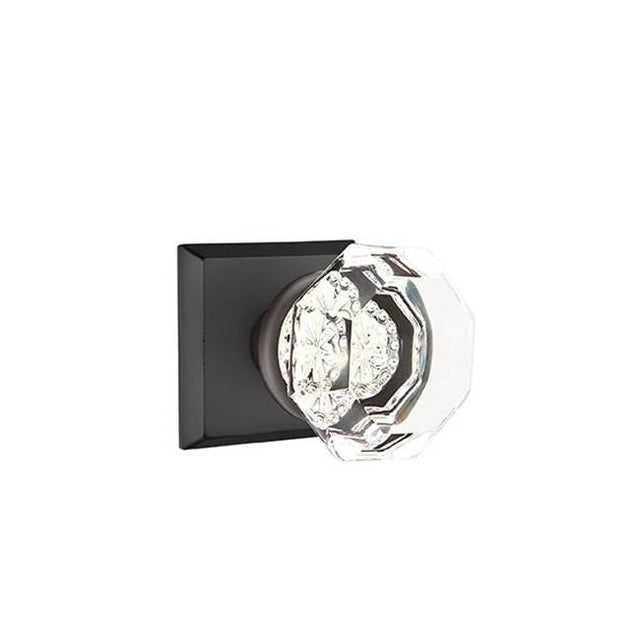 Emtek - Privacy, No.6 Rosette, Old Town Clear Knob, FB - Flat Black Bronze Patina