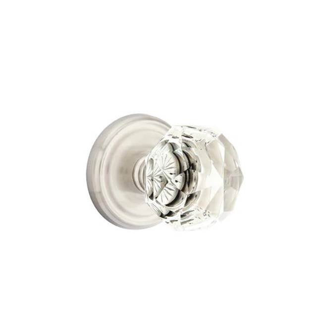 Emtek - Concealed, Privacy, Regular Rosette, Diamond Crystal Knob, US15 - Satin Nickel