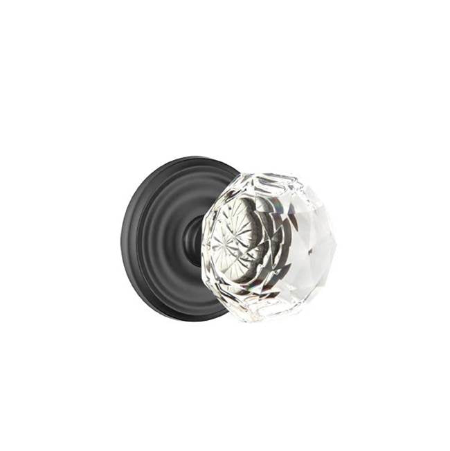 Emtek - Concealed, Privacy, Regular Rosette, Diamond Crystal Knob, US19 - Flat Black