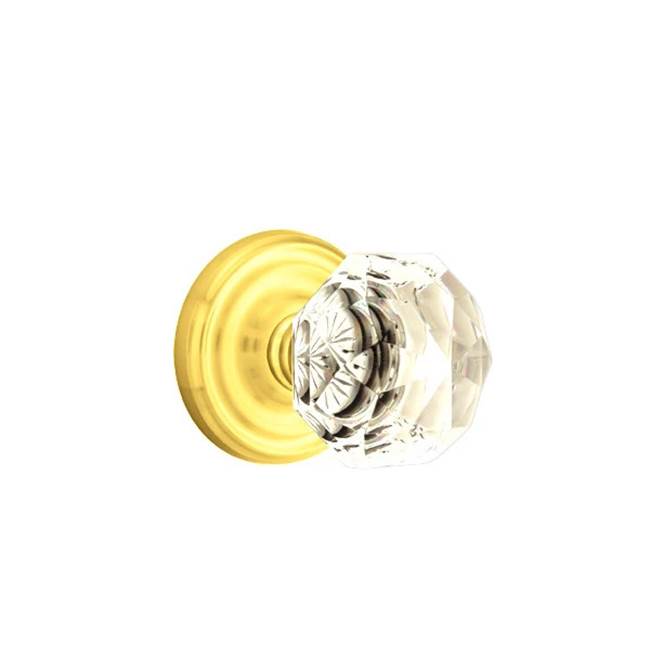 Emtek - Concealed Fastener, Passage, Regular Rosette, Diamond Crystal Knob, US3NL - Unlacquered Brass