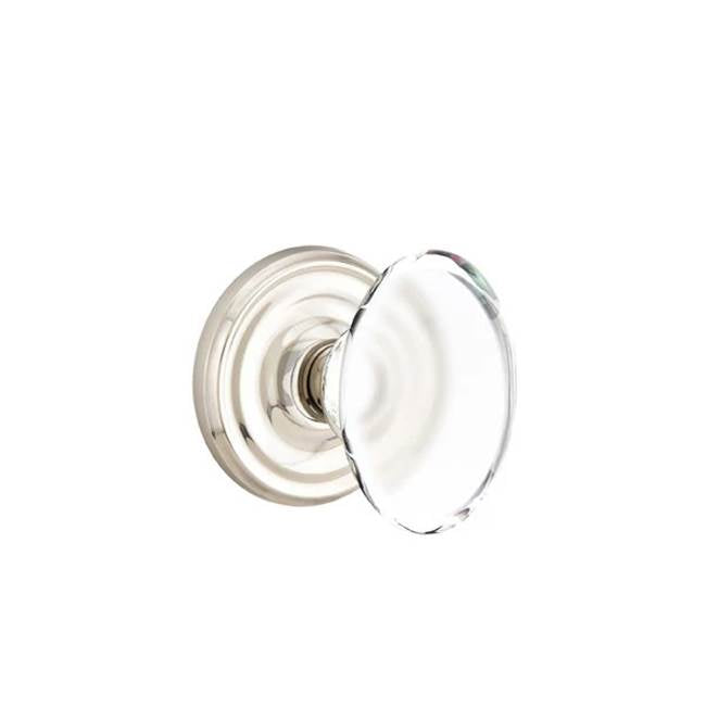 Emtek - Privacy, Regular Rosette, Hampton Crystal Knob, US14 - Polished Nickel