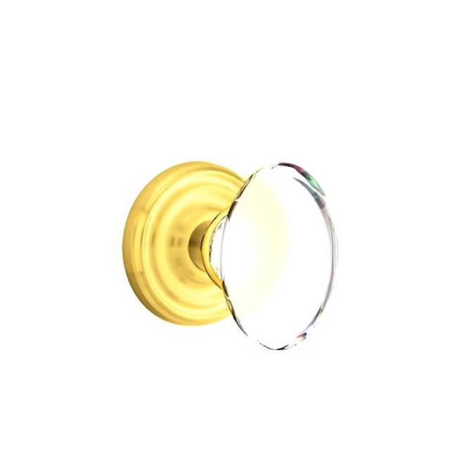 Emtek - Passage, Regular Rosette, Hampton Crystal Knob, US3NL - Unlacquered Brass