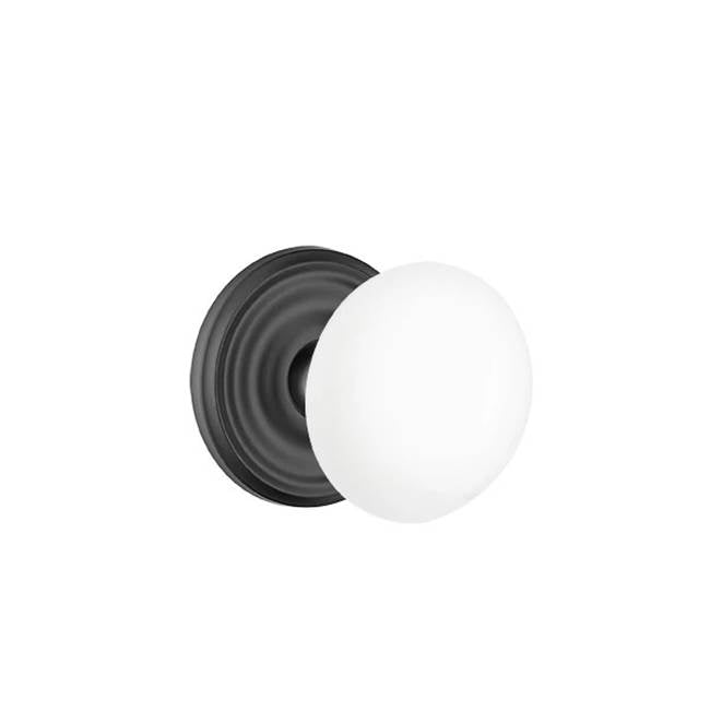 Emtek - Concealed, Passage, Regular Rosette, Ice White Knob, US19 - Flat Black