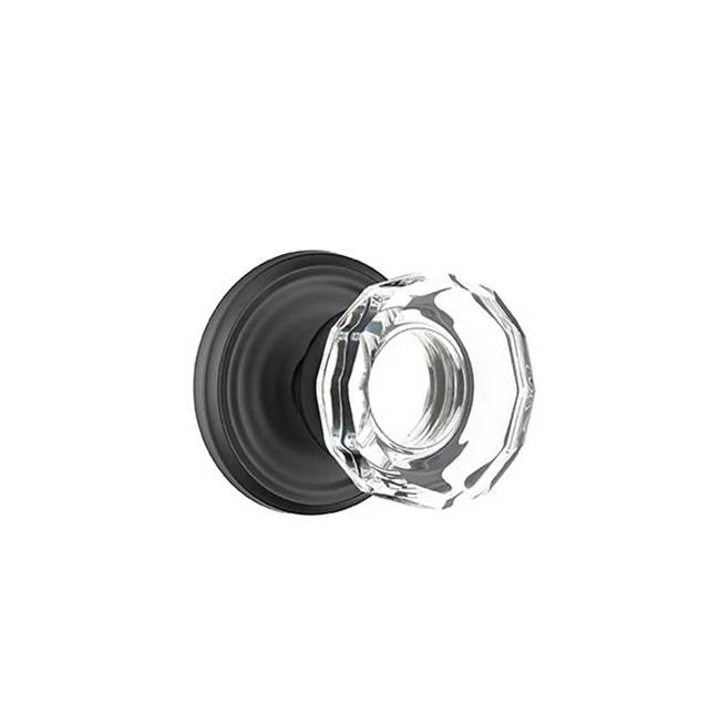 Emtek - Privacy, Regular Rosette, Lowell Crystal Knob, US19 - Flat Black