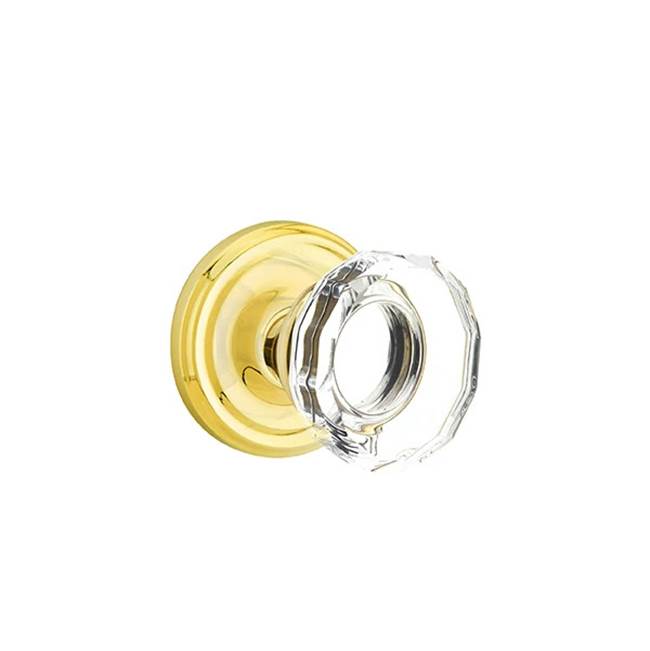 Emtek - Privacy, Regular Rosette, Lowell Crystal Knob, US3NL - Unlacquered Brass