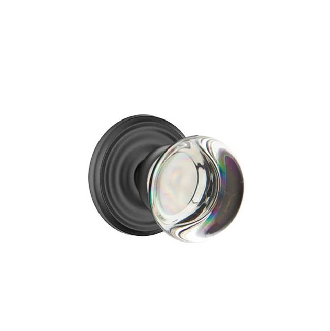 Emtek - Concealed, Privacy, Regular Rosette, Providence Crystal Knob, US19 - Flat Black
