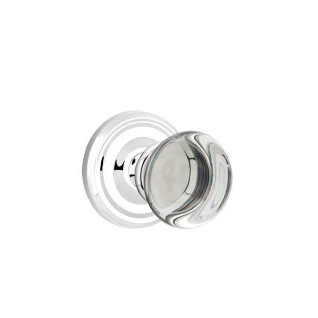 Emtek - Concealed, Privacy, Regular Rosette, Providence Crystal Knob, US26 - Polished Chrome