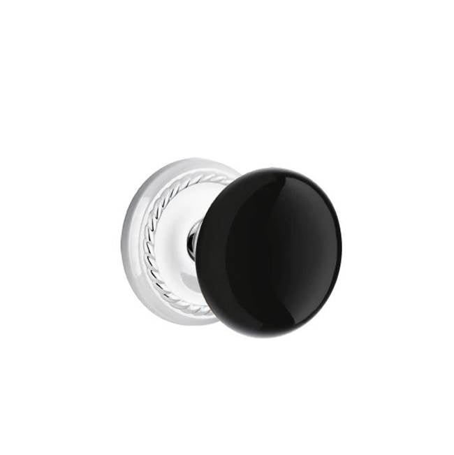 Emtek - Dummy, Rope Rosette, Ebony Knob, US26 - Polished Chrome