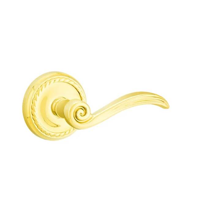 Emtek - Passage, Rope Rosette, Elan Lever, LH, US3 Lifetime - Polished Brass