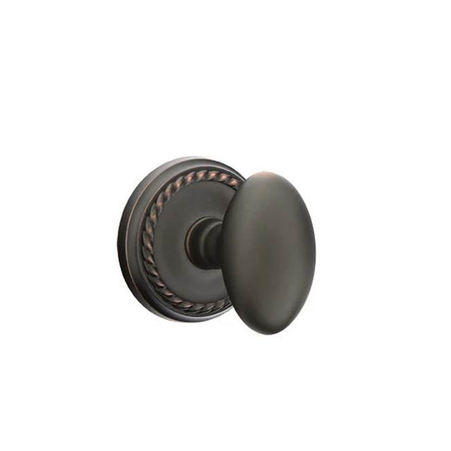 Emtek - Concealed, Privacy, Rope Rosette, Egg Knob, US10B - Oil Rubbed Bronze