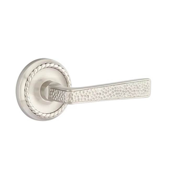 Emtek - Concealed, Privacy, Rope Rosette, Hammered Lever, US15 - Satin Nickel
