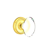 Emtek - Concealed Fastener, Privacy, Rope Rosette, Hampton Crystal Knob, US3NL - Unlacquered Brass