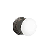 Emtek - Concealed, Privacy, Rope Rosette, Ice White Knob, US10B - Oil Rubbed Bronze