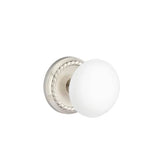Emtek - Concealed, Privacy, Rope Rosette, Ice White Knob, US15 - Satin Nickel