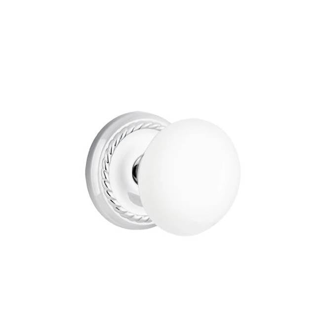 Emtek - Privacy, Rope Rosette, Ice White Knob, US26 - Polished Chrome