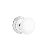 Emtek - Concealed, Privacy, Rope Rosette, Ice White Knob, US26 - Polished Chrome