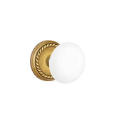 Emtek - Concealed, Privacy, Rope Rosette, Ice White Knob, US7 - French Antique