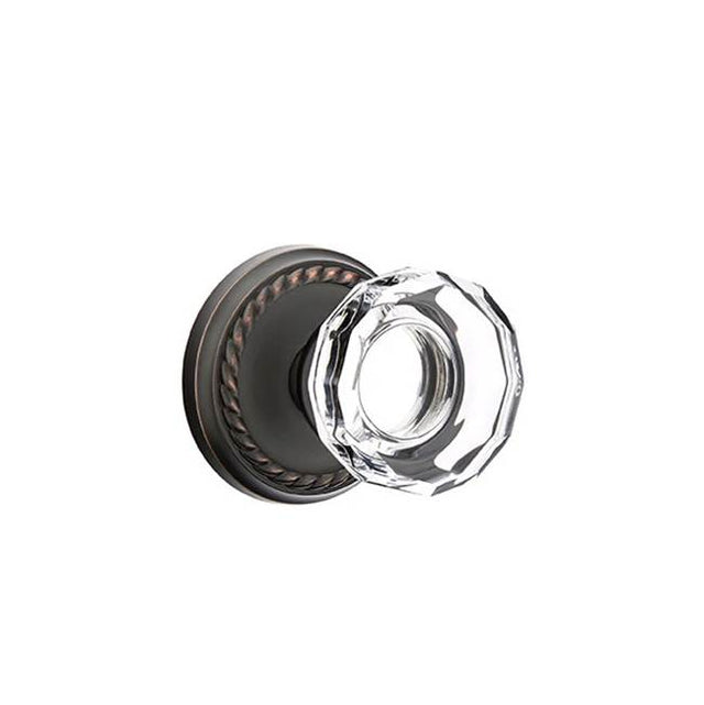Emtek - Dummy, Rope Rosette, Lowell Crystal Knob, US10B - Oil Rubbed Bronze