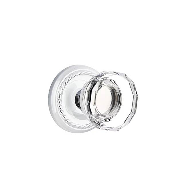 Emtek - Concealed, Passage, Rope Rosette, Lowell Crystal Knob, US26 - Polished Chrome