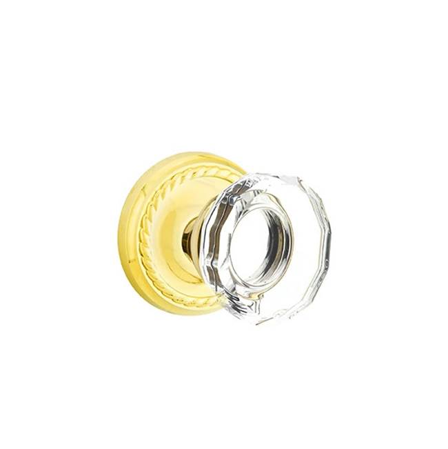 Emtek - Dummy, Rope Rosette, Lowell Crystal Knob, US3NL - Unlacquered Brass