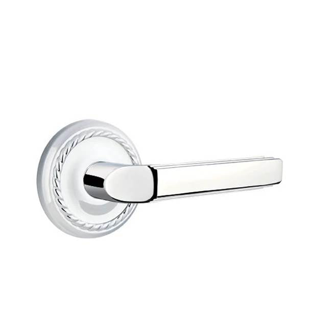 Emtek - Passage, Rope Rosette, Milano Lever, LH, US26 - Polished Chrome