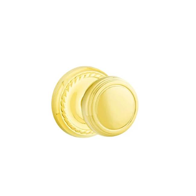 Emtek - Concealed Fastener, Privacy, Rope Rosette, Norwich Knob, US3NL - Unlacquered Brass