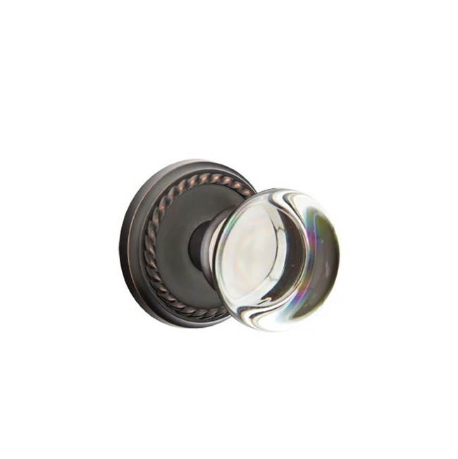 Emtek - Privacy, Rope Rosette, Providence Crystal Knob, US10B - Oil Rubbed Bronze