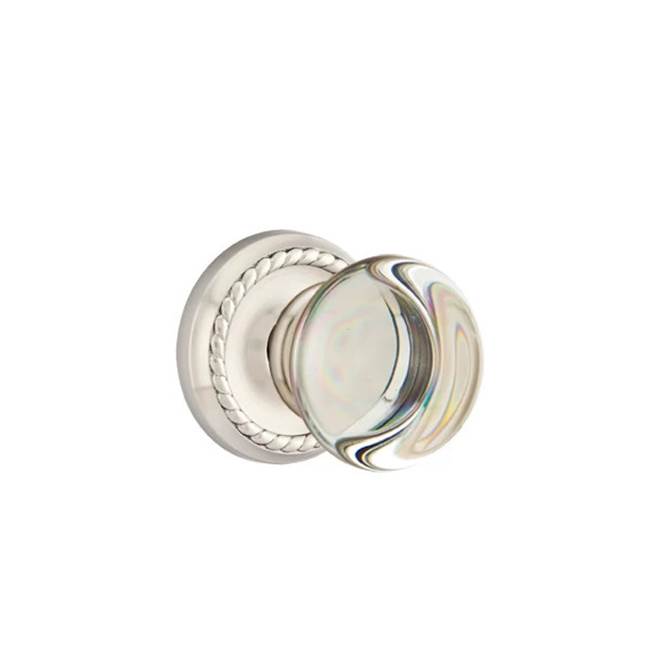 Emtek - Concealed, Privacy, Rope Rosette, Providence Crystal Knob, US15 - Satin Nickel