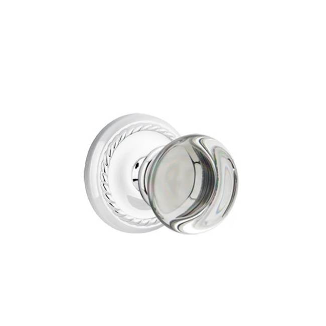 Emtek - Privacy, Rope Rosette, Providence Crystal Knob, US26 - Polished Chrome