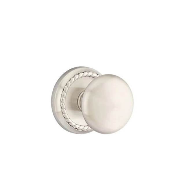 Emtek - Concealed, Privacy, Rope Rosette, Providence Knob, US15 - Satin Nickel