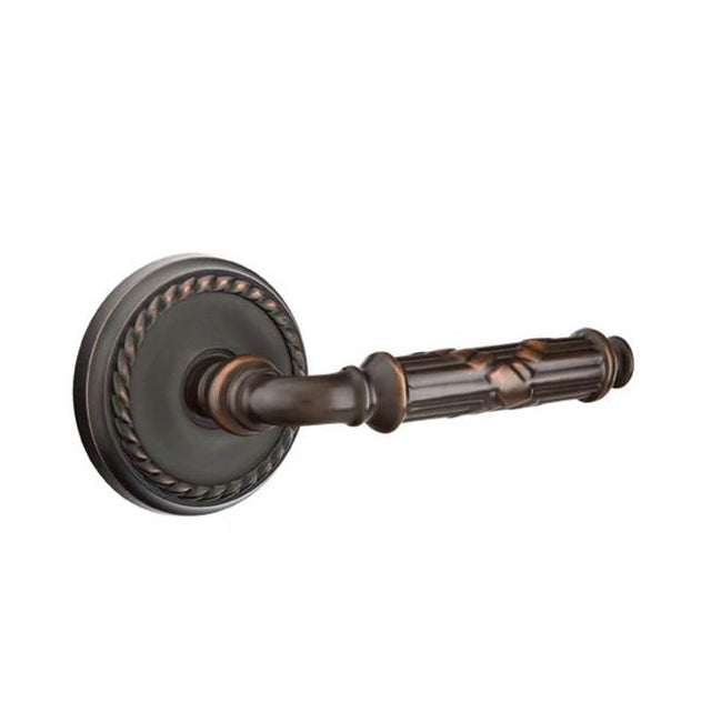 Emtek - Privacy, Rope Rosette, Ribbon and Reed Lever, RH, US10B - Oil Rubbed Bronze