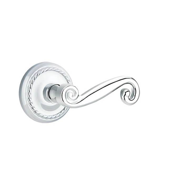 Emtek - Privacy, Rope Rosette, Rustic Lever, LH, US26 - Polished Chrome