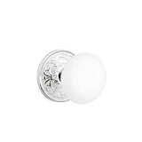Emtek - Concealed, Passage, Lancaster Rosette, Ice White Knob, US26 - Polished Chrome