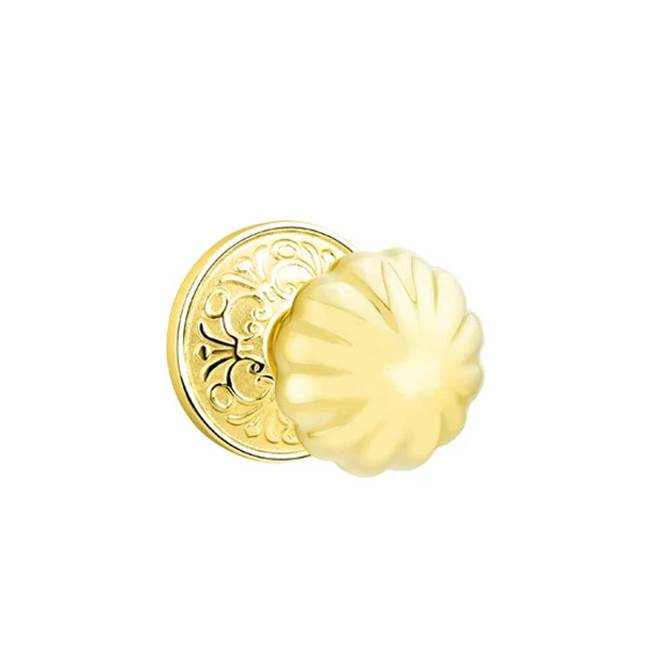 Emtek - Privacy, Lancaster Rosette, Melon Knob, US3NL - Unlacquered Brass