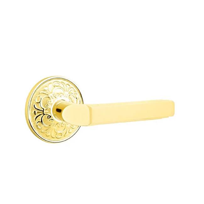 Emtek - Privacy, Lancaster Rosette, Milano Lever, RH, US3NL - Unlacquered Brass