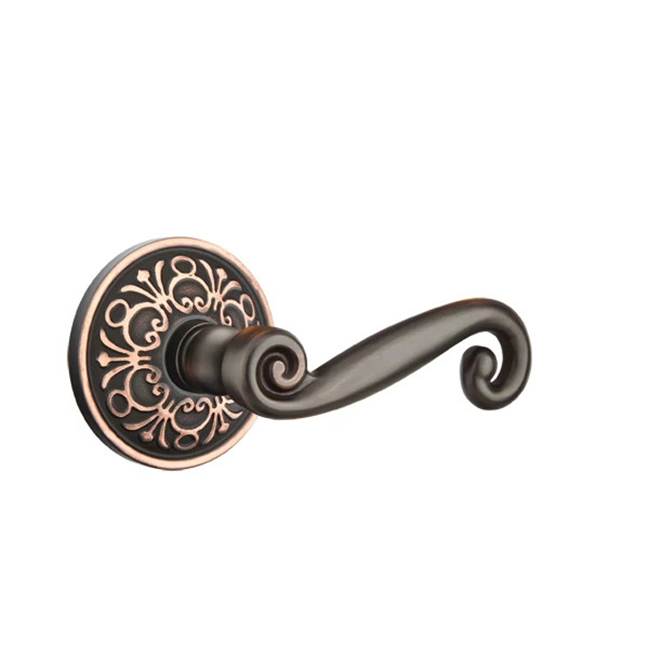 Emtek - Passage, Lancaster Rosette, Rustic Lever, RH, US10B - Oil Rubbed Bronze