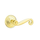 Emtek - Passage, Lancaster Rosette, Rustic Lever, RH, US3 Lifetime - Polished Brass