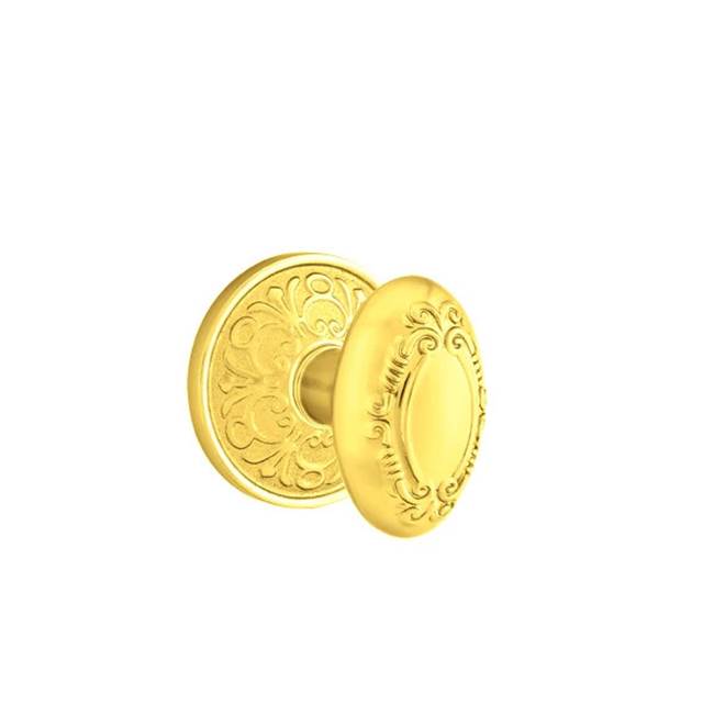 Emtek - Concealed Fastener, Privacy, Lancaster Rosette, Victoria Knob, US3NL - Unlacquered Brass