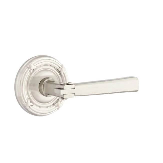 Emtek - Privacy, Ribbon and Reed Rosette, Arts and Crafts Lever, RH, US15 - Satin Nickel