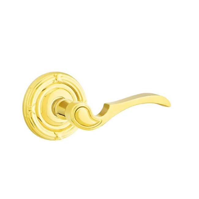 Emtek - Privacy, Ribbon and Reed Rosette, Coventry Lever, LH, US3NL - Unlacquered Brass
