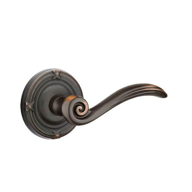 Emtek - Privacy, Ribbon and Reed Rosette, Elan Lever, RH, US10B - Oil Rubbed Bronze