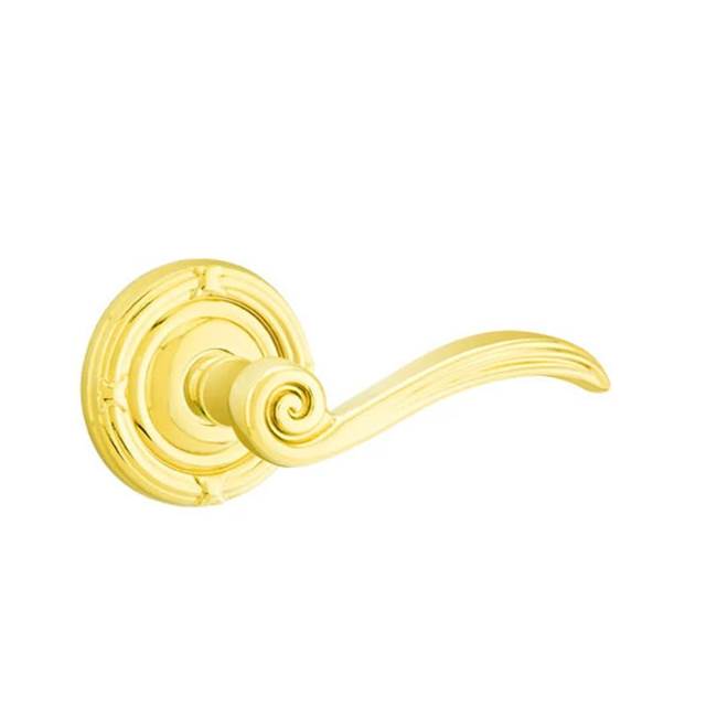 Emtek - Dummy, Ribbon and Reed Rosette, Elan Lever, US3 Lifetime - Polished Brass