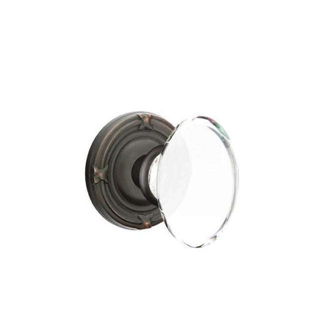 Emtek - Passage, Ribbon and Reed Rosette, Hampton Crystal Knob, US10B - Oil Rubbed Bronze